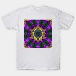 Psychedelic Kaleidoscope Yellow Purple and Green T-Shirt